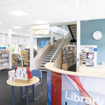 Inside the entrance of the newly decorated Kirkby in Ashfield Library and Learning Centre