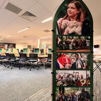 Images of LARPA panel from Fantasy: Realms of Imagination Exhibition on display at Nottinghamshire Archives