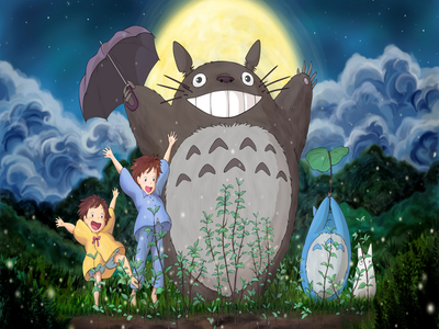 Totoro with other characters from the film