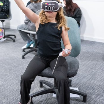 Girl using VR headset