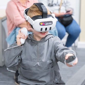 Boy using VR headset