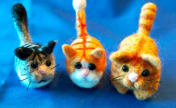 Needle felted tiny cats