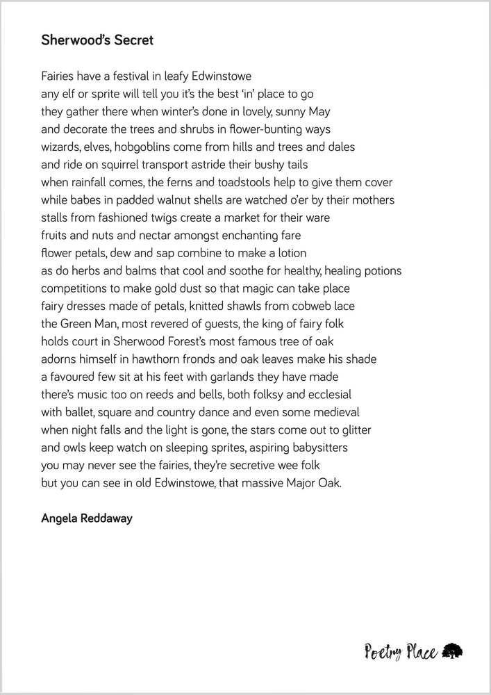 Exhibition panel featuring the poem Sherwood's Secret