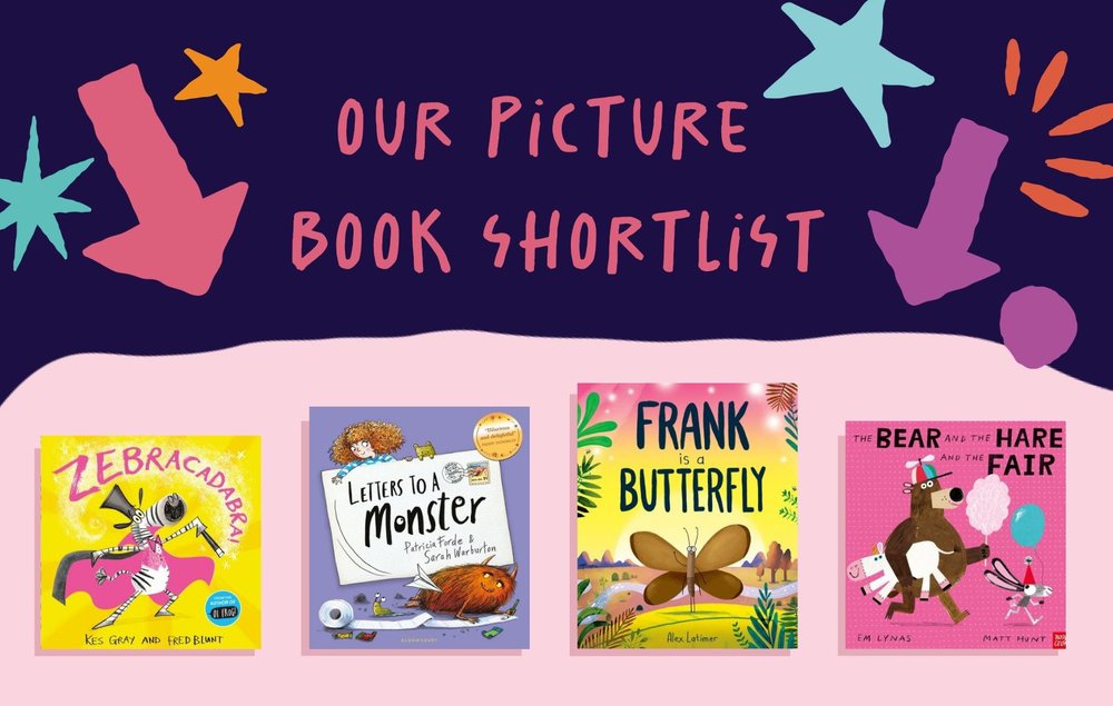 A graphic showing the front covers of our four shortlisted books in the InspiREAD 2026 Picture Book category.