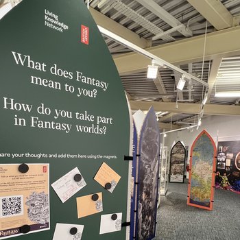 View of gallery at Worksop Library showing Fantasy: Realms of Imagination Exhibition