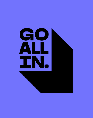 Go All In logo on blue background