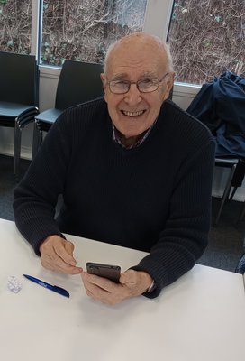 Older man using smartphone