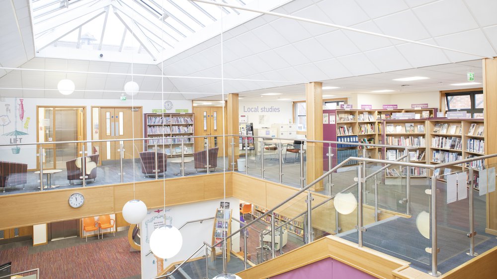 An internal view of Stapleford Library showing the Local Studies area