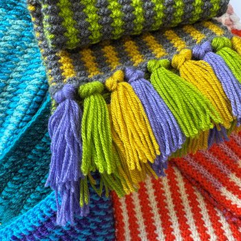 Colourful woolly scarf donations