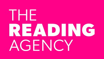 The Reading Agency logo - white text on bright pink background