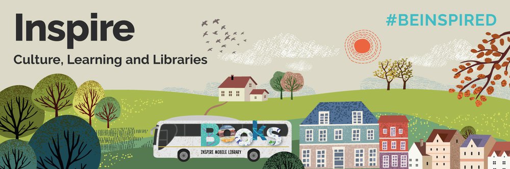 inspire website header with drawing of mobile library van
