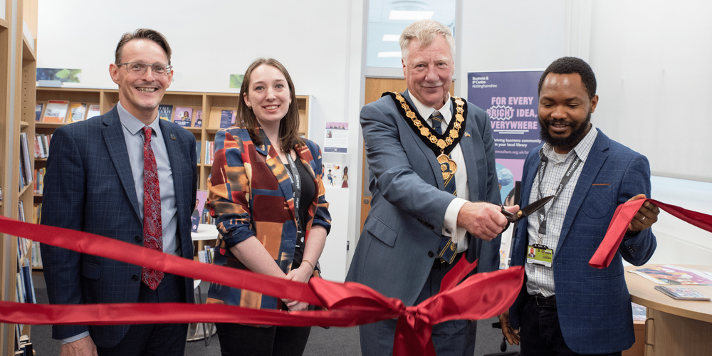 Chairman of County Council ribbon cutting at Beeston