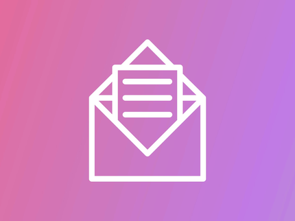 A purple background with an illustration of an envelope