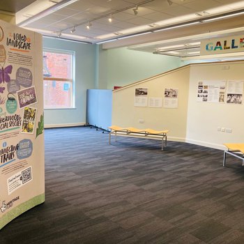 Poetry Place exhibition panels on a gallery wall