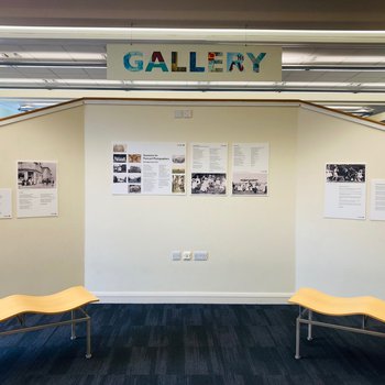 Poetry Place exhibition panels on a gallery wall