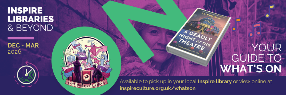 A purple what's on banner for Dec-March 2026