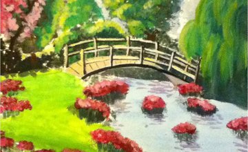 acrylic summer garden painting