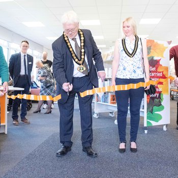 Ribbon being cut at Bircotes reopening event