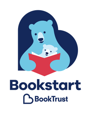 BookTrust Bookstart Bear logo  - image of a bear reading