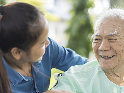 A carer and elderly man