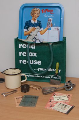 Memory Lane bag containing World War 2 era memorabilia