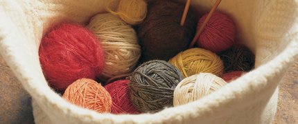 knitting wool in a basket