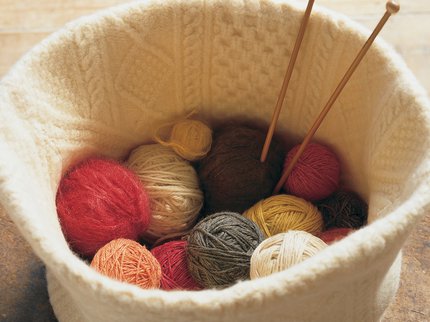 knitting wool in a basket