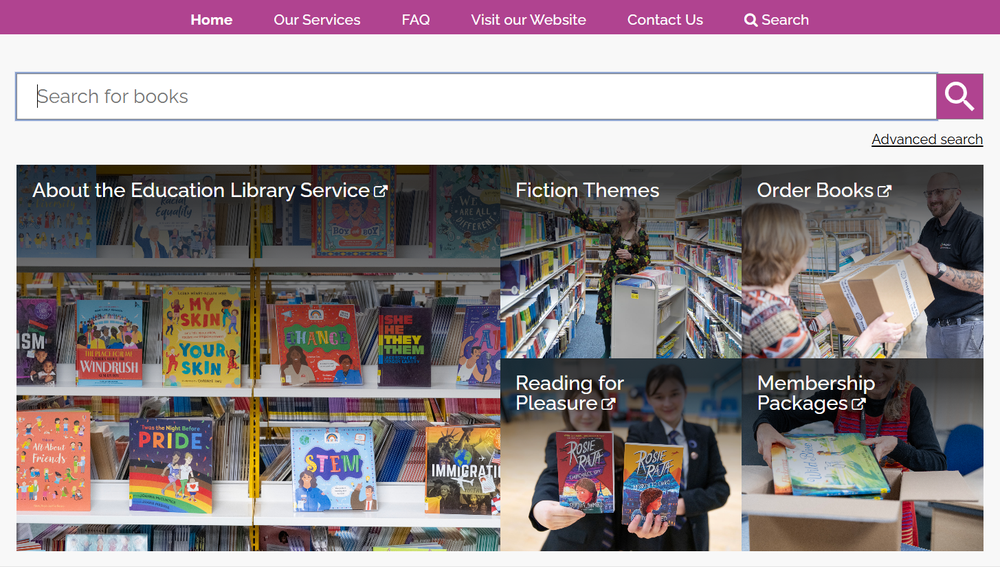 A screenshot of the ELS online catalogue man landing page