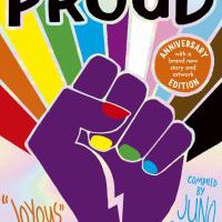 Book cover of Proud, with a rainbow and closed fist