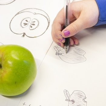 A person rating an illustration of an apple