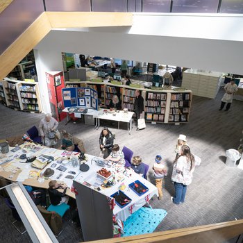 Activities at Mansfield Central Library, taken from above