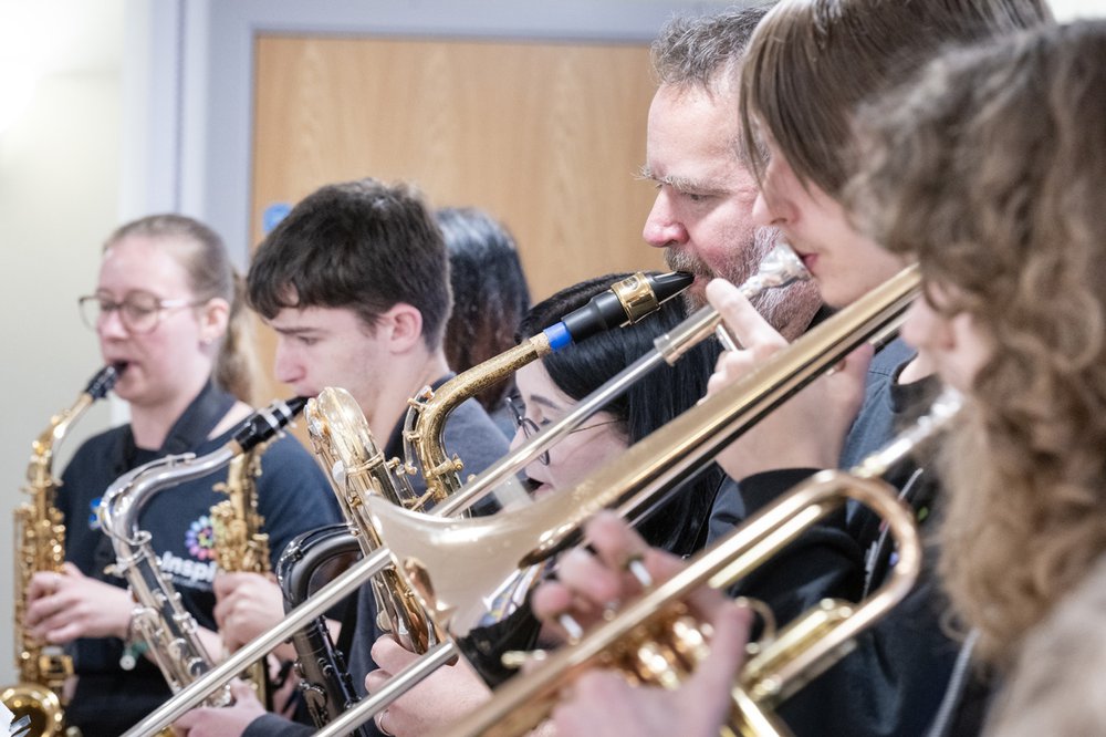Inspire's Red Hot Band performing jazz music