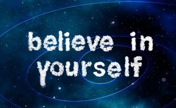 Words Believe in Yourself with space background