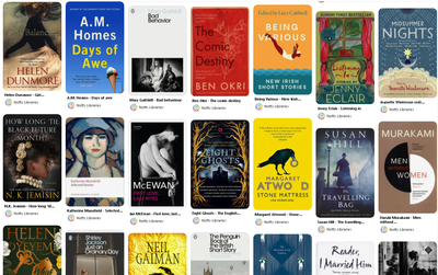 Snapshot of a Pinterest board with several different book titles