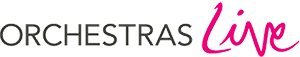 Orchestras Live logo with the word &#x27;Orchestras&#x27; in grey and &#x27;Live&#x27; in pink