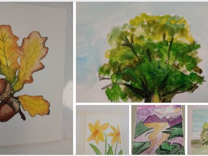 A collection of watercolour paintings from the Inspire Learning course: Watercolour Painting - From Acorn to Oak