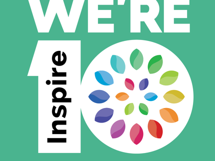 Number 10 with text "Inspiring culture, learning and libraries since 2016"