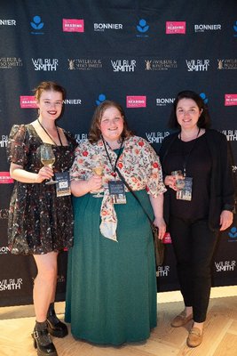 Photograph of panelists at the Wilbur Smith book awards